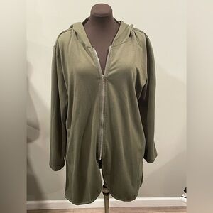 Olive Green tunic length hoodie XXL